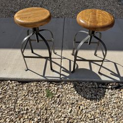 Adjustable Wood Bar Stools Set of 2