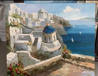 Hand Painted Wall Picture ‘Mykonos, Greece’ 24x20