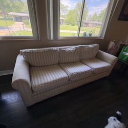 White Striped Couch 