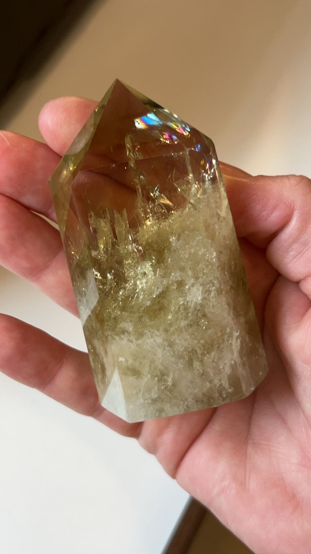 GENUINE Citrine tower with Smoky Phantoms and rainbows Everywhere! 175G!