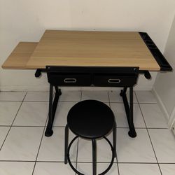 Adjustable Art Desk, Drawing Table With Storage
