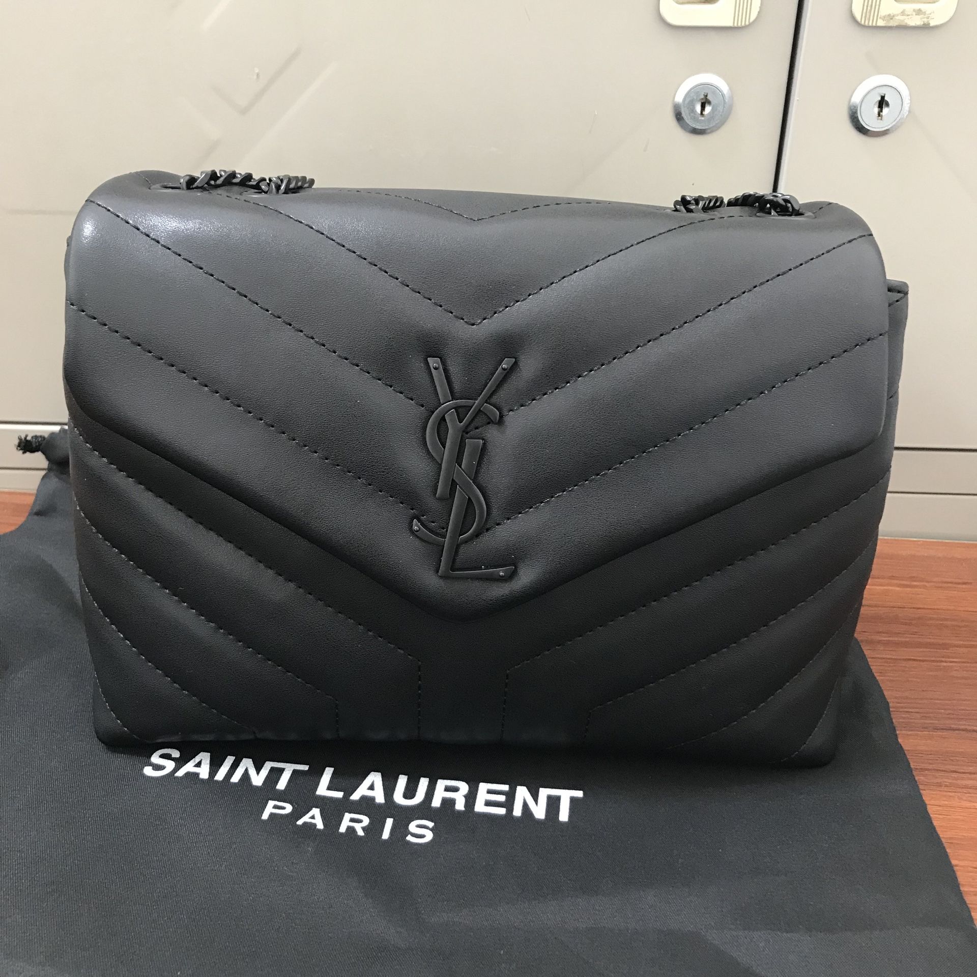 Authentic Yves Saint Laurent Black Plain Black Buckle Leather Bag