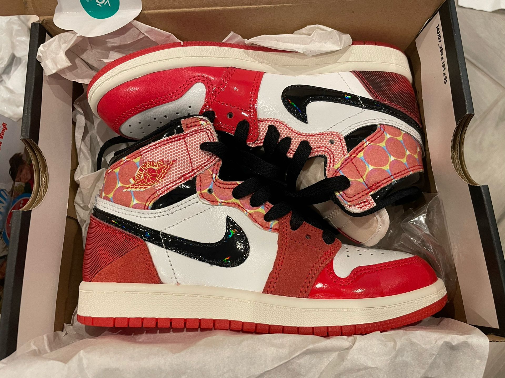 New In Box Jordan 1 Retro High Spider-Man 1.5Y Boys Shoes