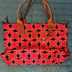 Stella & Dot Tote Bag -Red/Blue