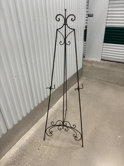 Spanish Colonial Large Wrought Iron Floor Standing Art Display Easel.. 65 “ high , 18” wide , 28” depth..