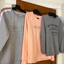 4 Sweatshirts, Calvin Klein, Adidas, Vans, Army 