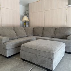 Gray Sectional + Ottoman