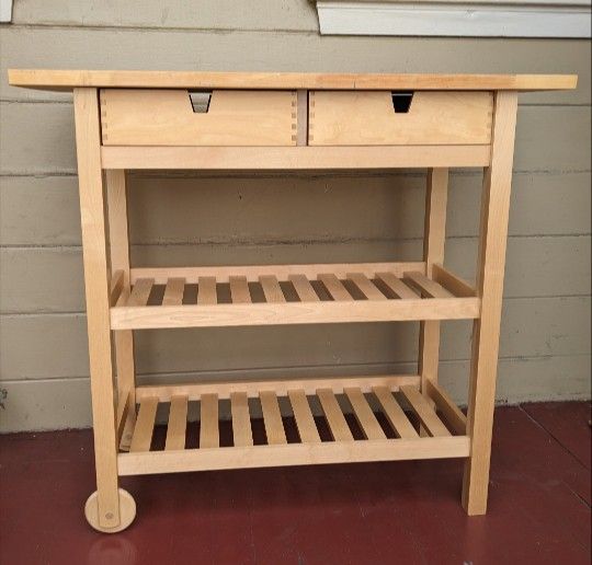 IKEA Forhoja Kitchen cart, birch, 39 3/8"x16 7/8" Butcher Block Kitchen Island Bar Table