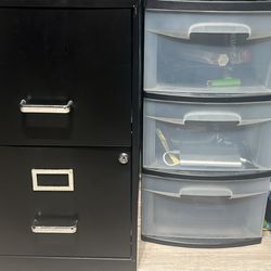 filing cabinet and plastic drawers 