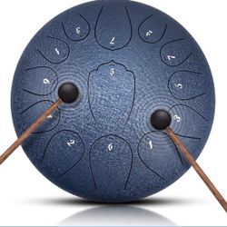 Steel Tongue Drum- 13 Note 12 Inches C-key Tongue Drum Percussion Instruments - Hand Pan Drum with Music Book for Meditation Entertainment Musical Edu