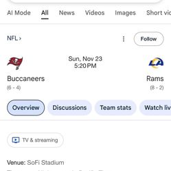 Tickets -  Rams Vs Buccaneers Game! 