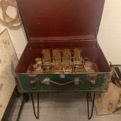 Vintage Suitcase/trunk Upcycled Decor Table 
