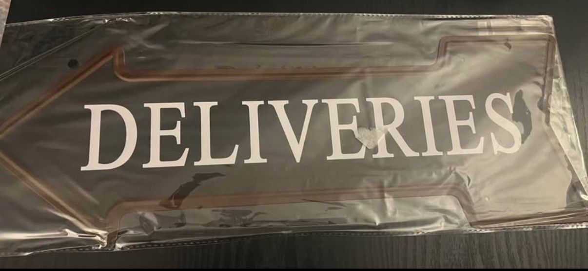 Deliveries Arrow Sign