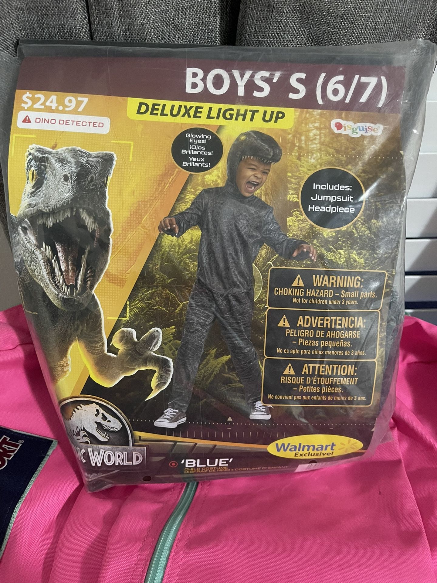 Boys Jurassic World Blue Raptor Costume Size 6/7