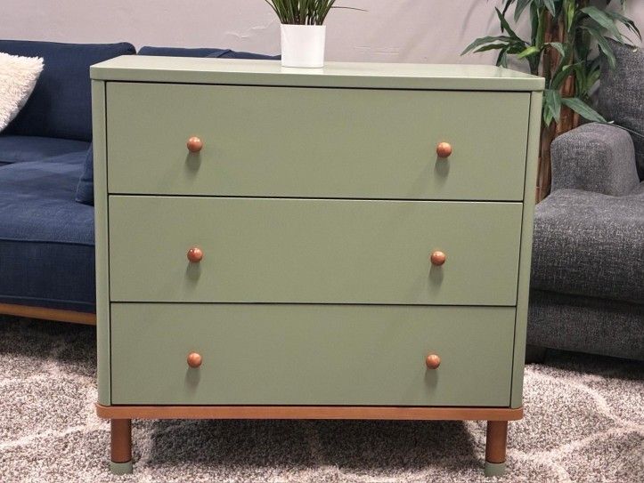 💚 Modern Sage Green Nestig 3-Drawer Dresser — Unboxed