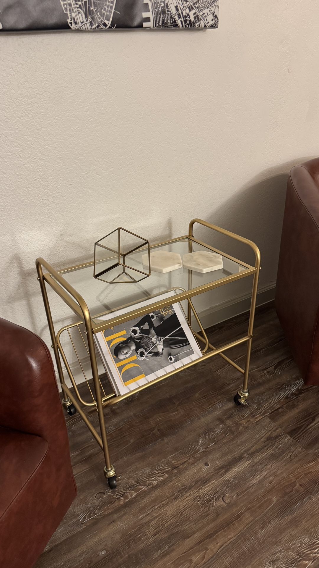 Modern Gold Glass End Side Table