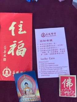 Lucky Coin Red Envelope with Buddha Card