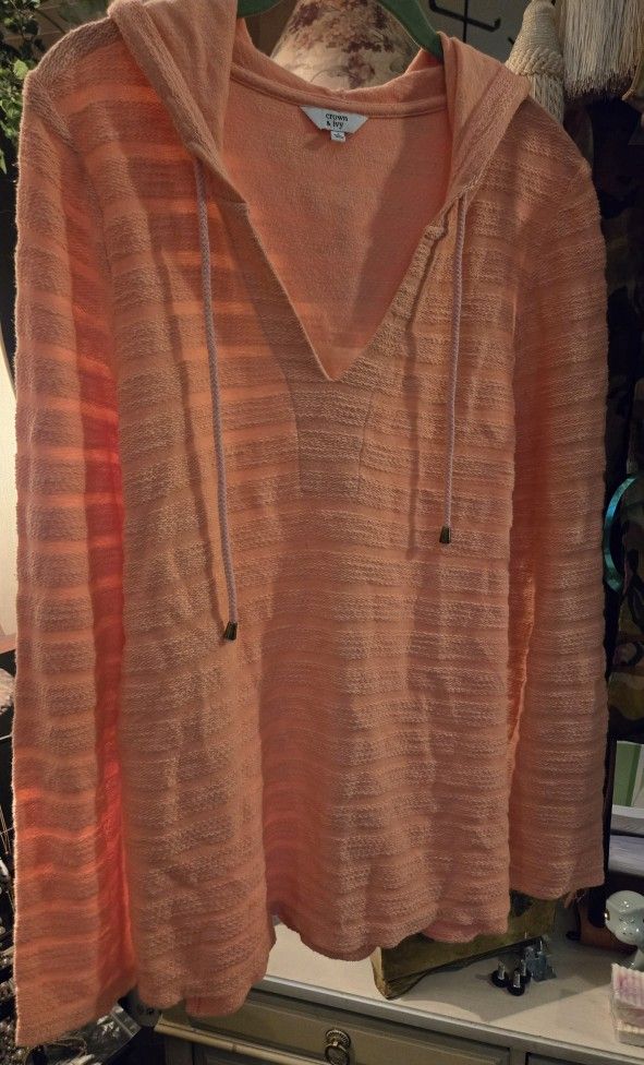 Ladies Large Crown & Ivy Orange Tunic Hoodie