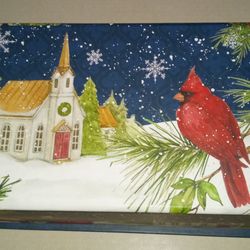 CHRISTMAS BOX WITH TWO PLACEMATS TWO FORKS TWO SPOONS ONE KNIFE 