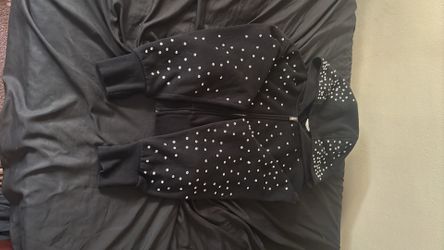bedazzled zip up hoodie