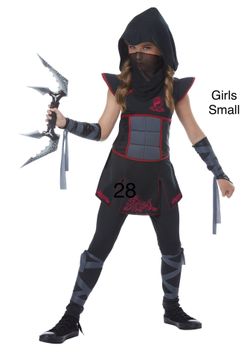 Ninja Girls Halloween Black Fighter Small  Martial Arts Costume