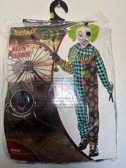 Spirit Halloween Neon Clown Child Costume Medium