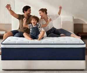 King Hybrid Mattress White and Navy