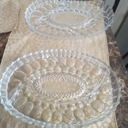 2 Vintage Platter Clear Glass Dish