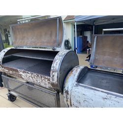 Custom Offset Smoker With Plancha Over Fire Box