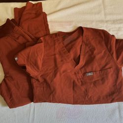 XXS Figs orange Jogger Scrub Pants And Top