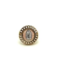14kt Gold Tri Color Mens Round Cuban Edge Virgin Mary Ring Size 10 1/2 8.40grams 163188 4