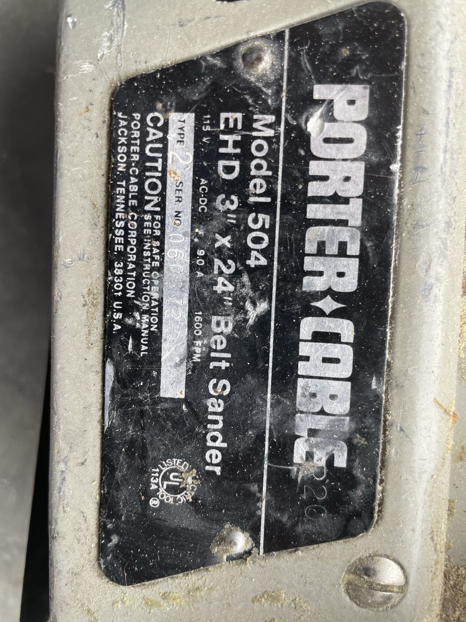 Belt Sander Model 504 PORTER CABLE