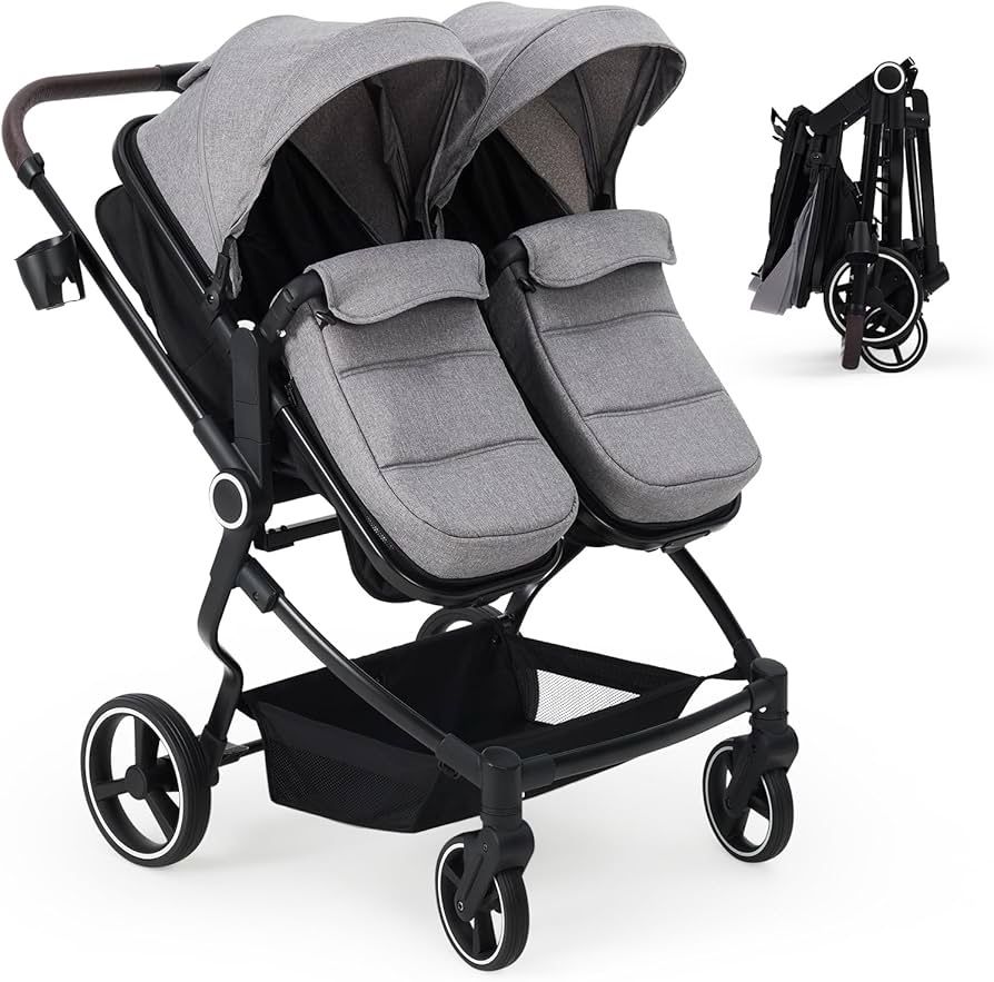 ONLY $175: Side by Side Double Stroller for Twins, Lightweight Compact Foldable Baby Travel Stroller