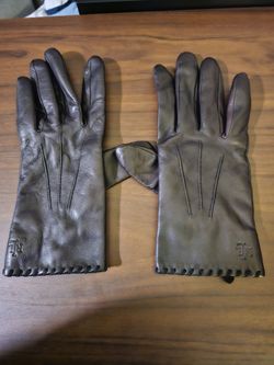 Lauren Ralph Lauren Ladies Black Leather Gloves -  Size L