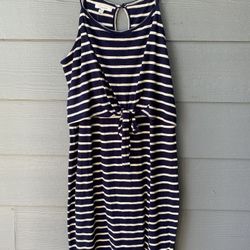 Maurices Women’s Size M Blue Striped Jersey Knit Sleeveless Summer Dress 