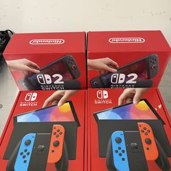 Nintendo Switch - OLED Model with Neon Red & Neon Blue Joy-Con -(Japan Version)and Nintendo Switch 2