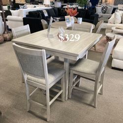 Beautiful! 5-pc Counter Height Dining Set Light Gray 
