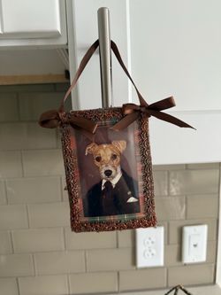 Jack Russel terrier framed hanging ornament