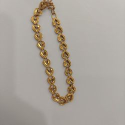 24k 11g 7" Heart Bracelet 