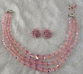 Vintage Sherman Necklace with matching clip-on earrings