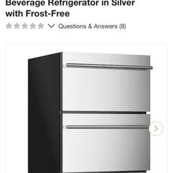SIMZLIFE 23.5 in. 5 cu. ft. 160 Can Built-In and Standard Double Drawer Beverage Refrigerator in Silver with Frost-Free