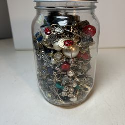 Jar Of Single Earrings For Crafting Or Wear