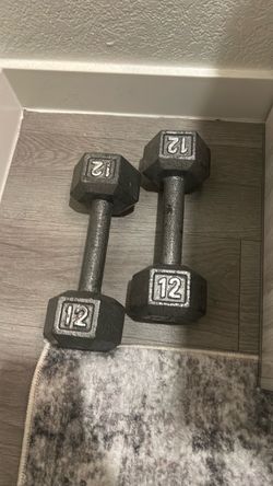 12 lb Cast Iron Hex Dumbbells Pair