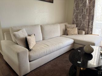 Cream Fabric Sectional Sofa with Chaise