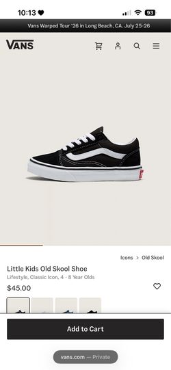 Brand new child’s size 12.0 old school  black vans