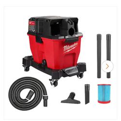 MILWAUKEE M18 FUEL 9 GAL. CORDLESS DUAL BATTERY WET/DRY SHOP VACUUM WITH FILTER, HOSE AND ACCESSORIES ( TOOL ONLY)