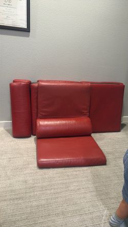 IKEA POÄNG Genuine Leather Chair Covers – 4 Total (3 Red, 1 Brown)