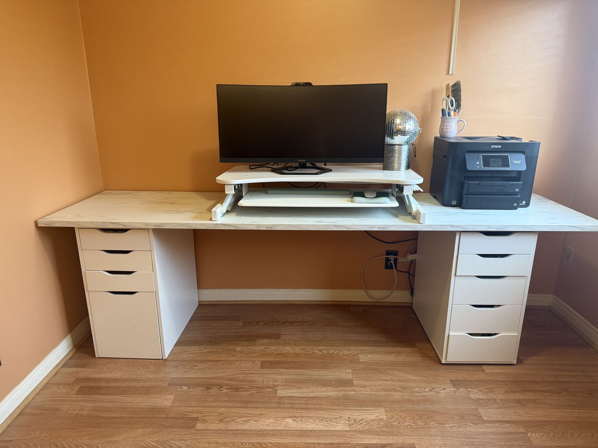 IKEA Countertop, white marble effect/laminate - Desk