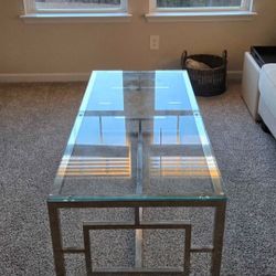 Glass Coffee Table with Metal Frame