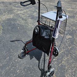 Deluxe Foldable Rollator Walker, Black/Red